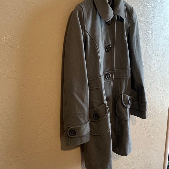 Anthropologie Tulle Gray Wool Button Up Peacoat Size Small - Picture 3 of 12